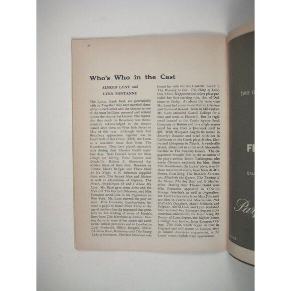 The Visit Playbill 1959 Alfred Lunt Lynn Fontaine Peter Brook Morosco Theatre - Picture 7 of 8